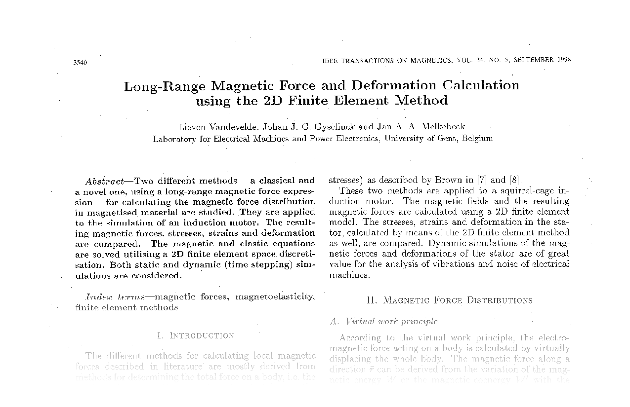 Long-Range Magnetic Force and Deformation Calculation Using the 2D Finite Element Method