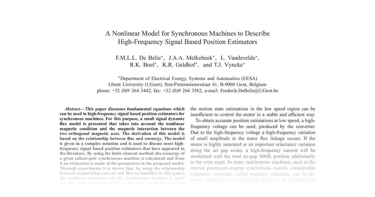 A Nonlinear Model for Synchronous Machines to Describe High-Frequency ...
