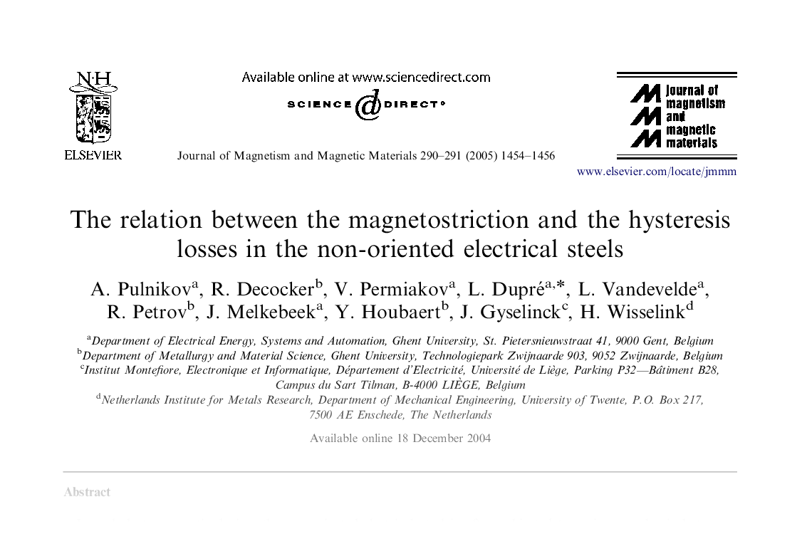 The relation between the magnetostriction and the hysteresis losses in the non-oriented electrical steels