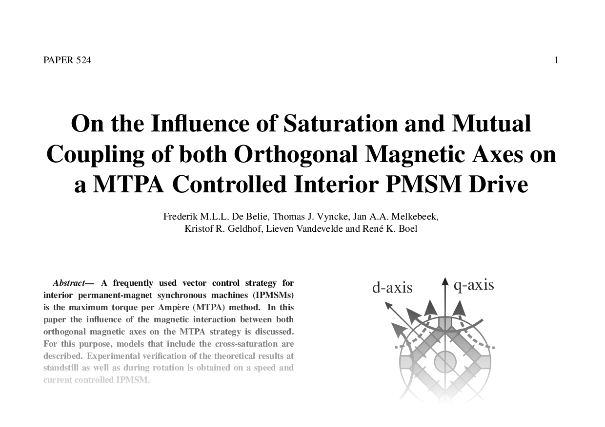 On the Influence of Saturation and Mutual Coupling of both Orthogonal Magnetic Axes on a MTPA Controlled Interior PMSM Drive