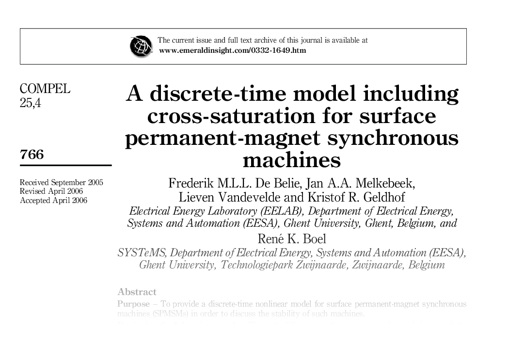 A discrete-time model including cross-saturation for surface permanent-magnet synchronous machines