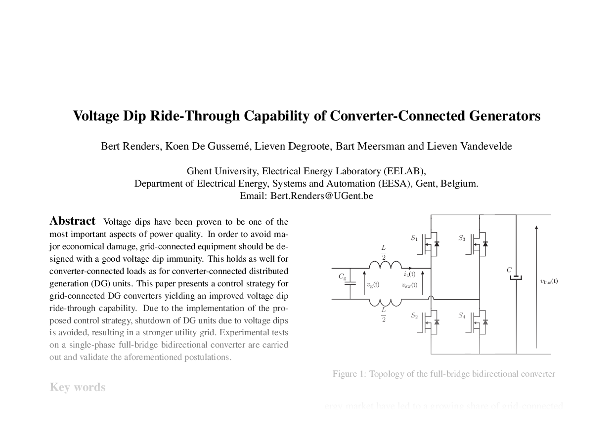 Voltage Dip Ride-Through Capability of Converter-Connected Generators