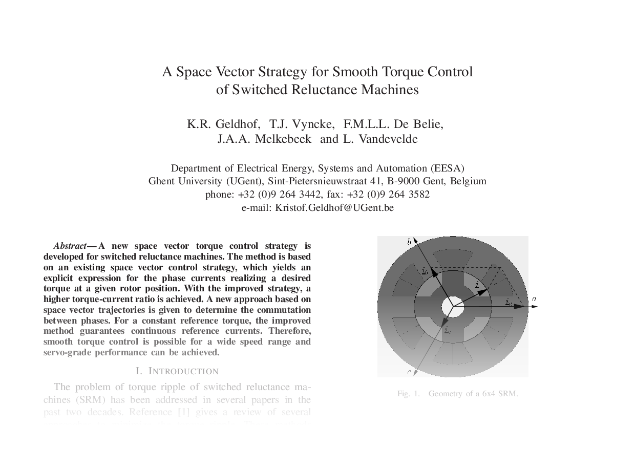 A Space Vector Strategy for Smooth Torque Control of Switched Reluctance Machines