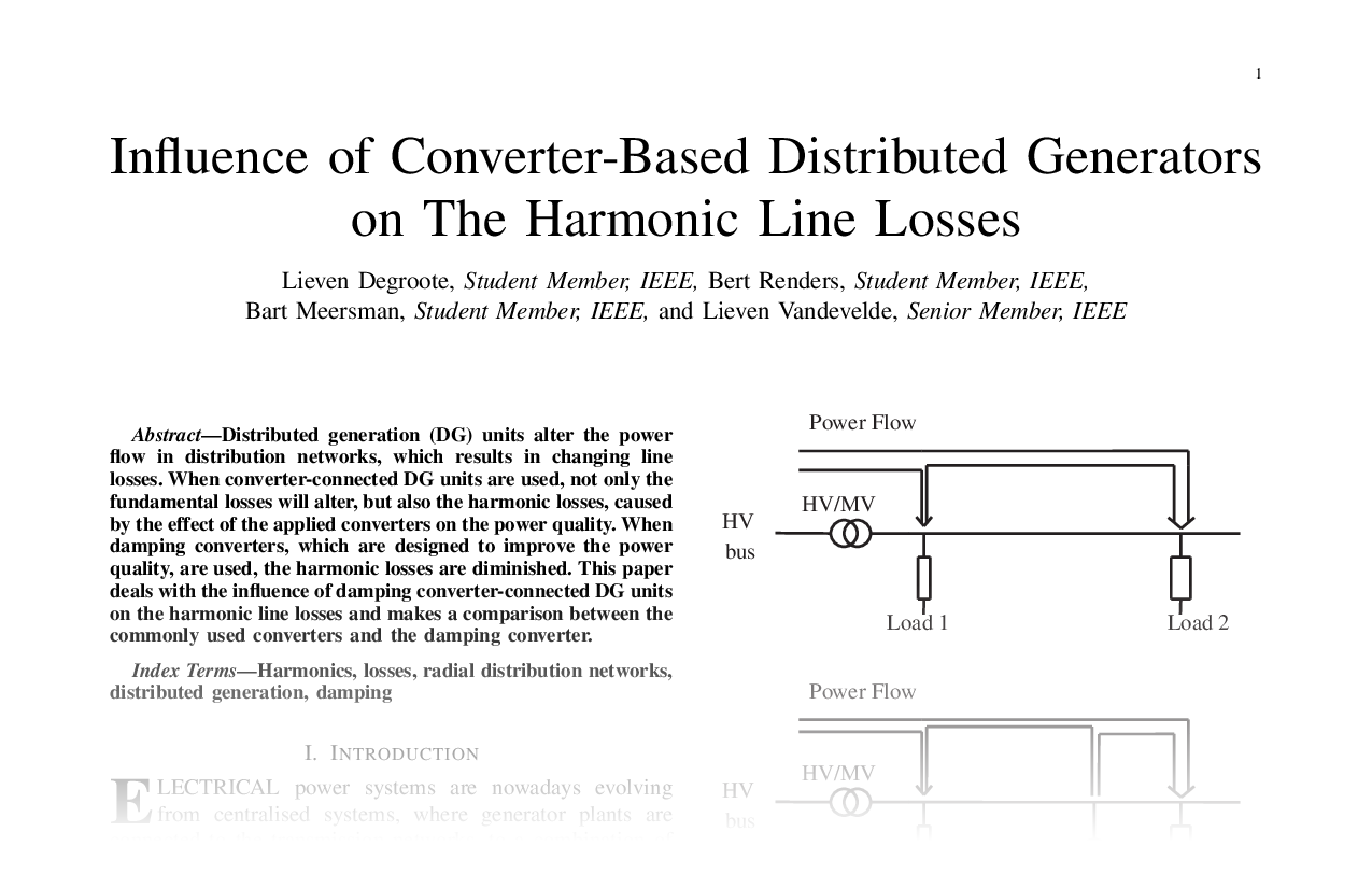 Influence of Converter-Based Distributed Generators on the Harmonic Line Losses