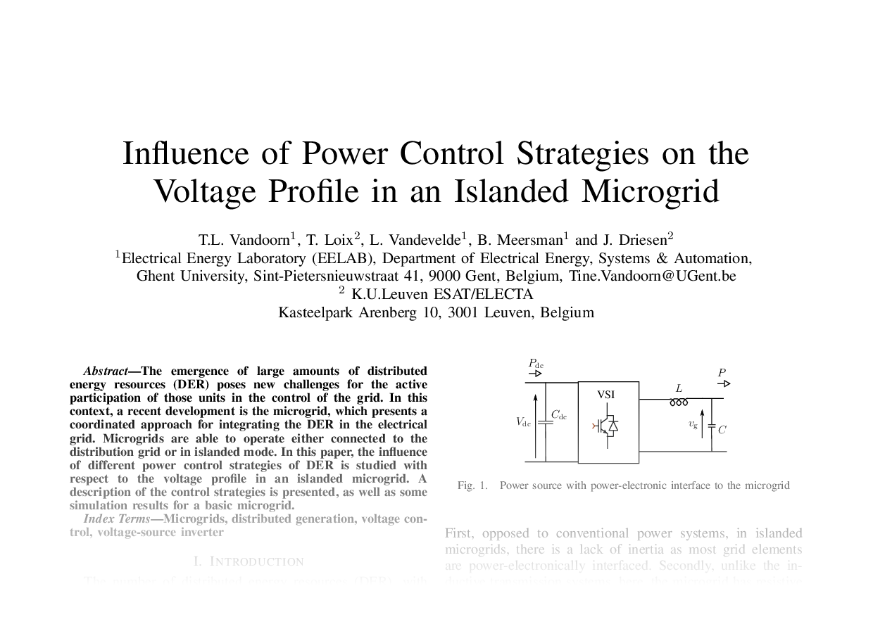 Influence of Power Control Strategies on the Voltage Profile in an Islanded Microgrid