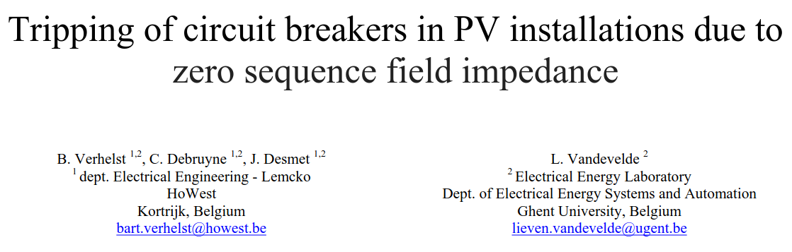 Tripping of circuit breakers in PV installations due to zero sequence field impedance