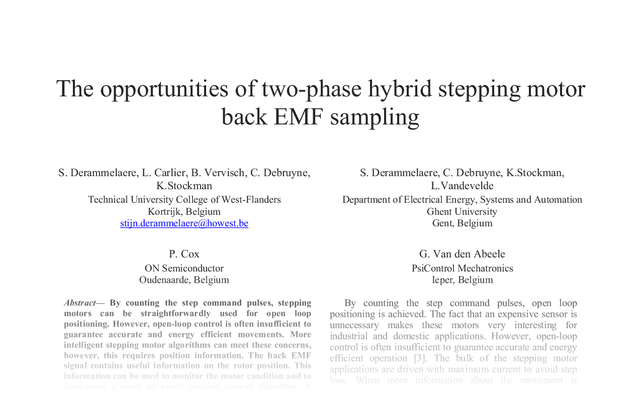 The opportunities of two-phase hybrid stepping motor back EMF sampling