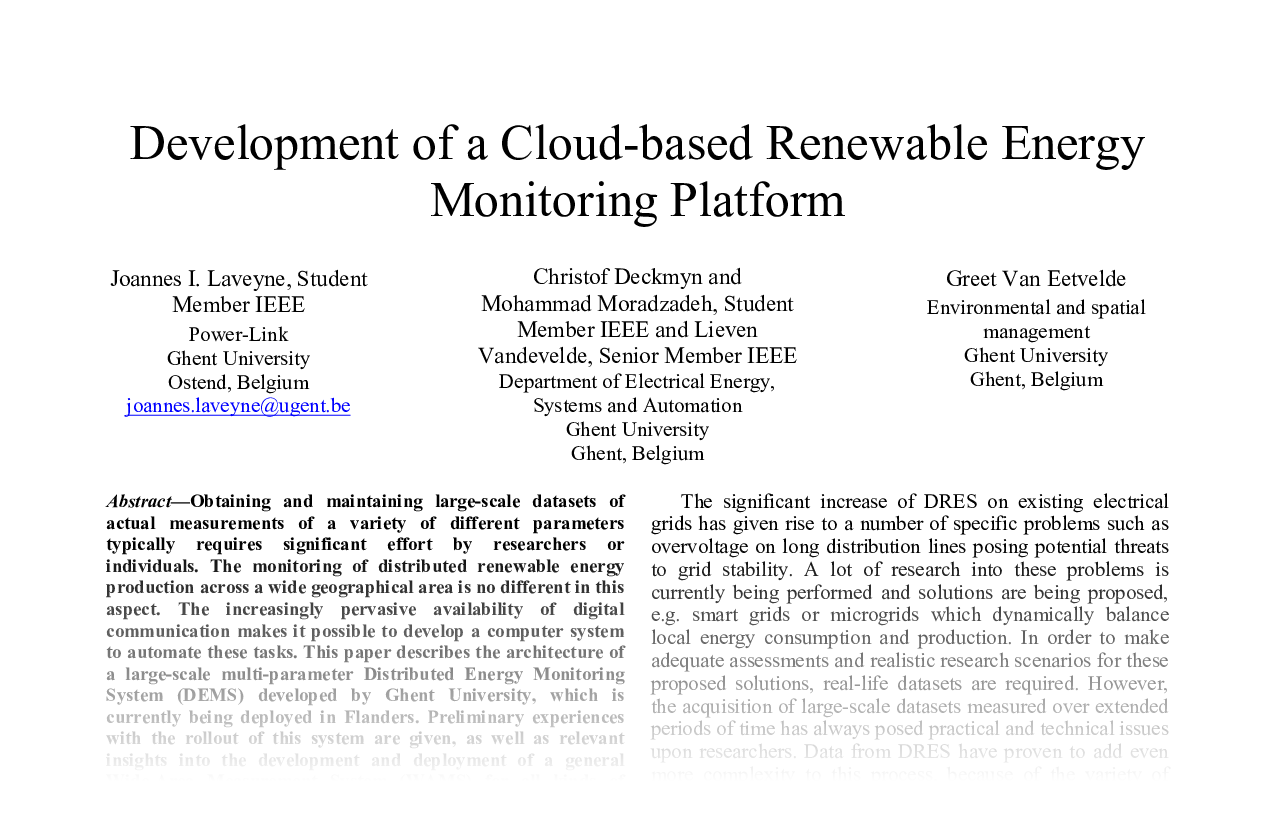 Development of a Cloud-based Renewable Energy Monitoring Platform