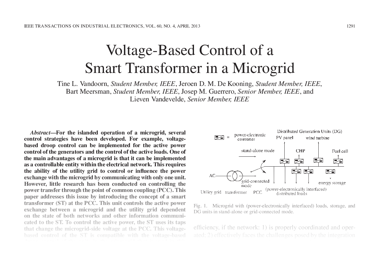 Voltage-based control of a smart transformer in a microgrid