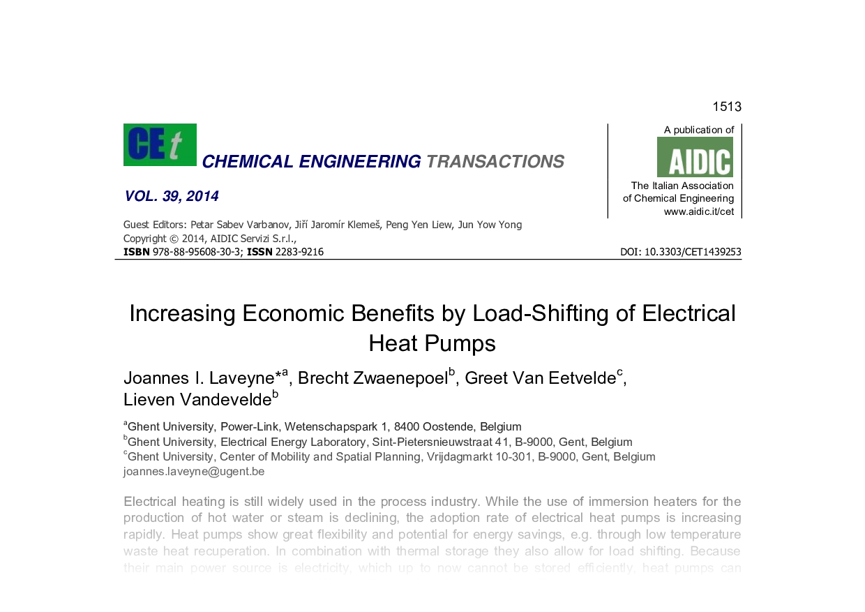 Increasing Economic Benefits by Load-Shifting of Electrical Heat Pumps