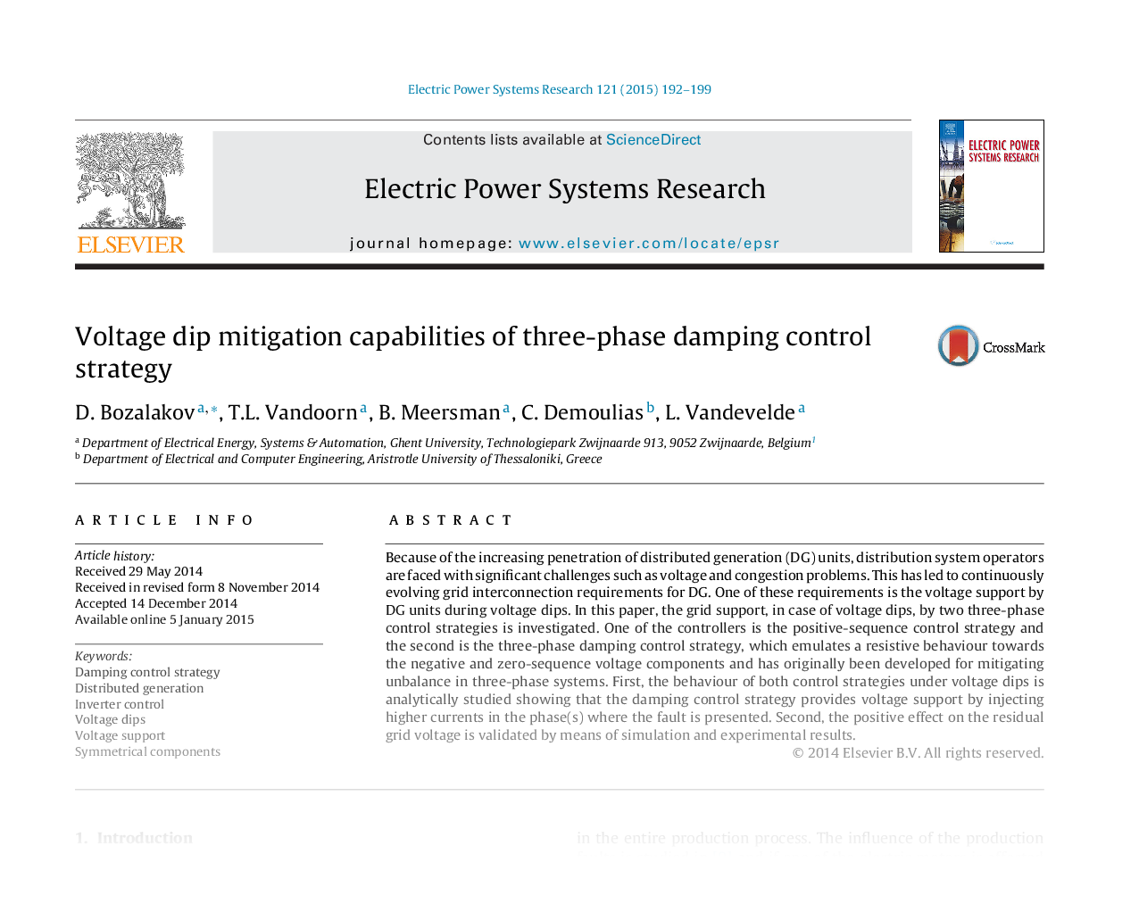 Voltage dip mitigation capabilities of three-phase damping control strategy