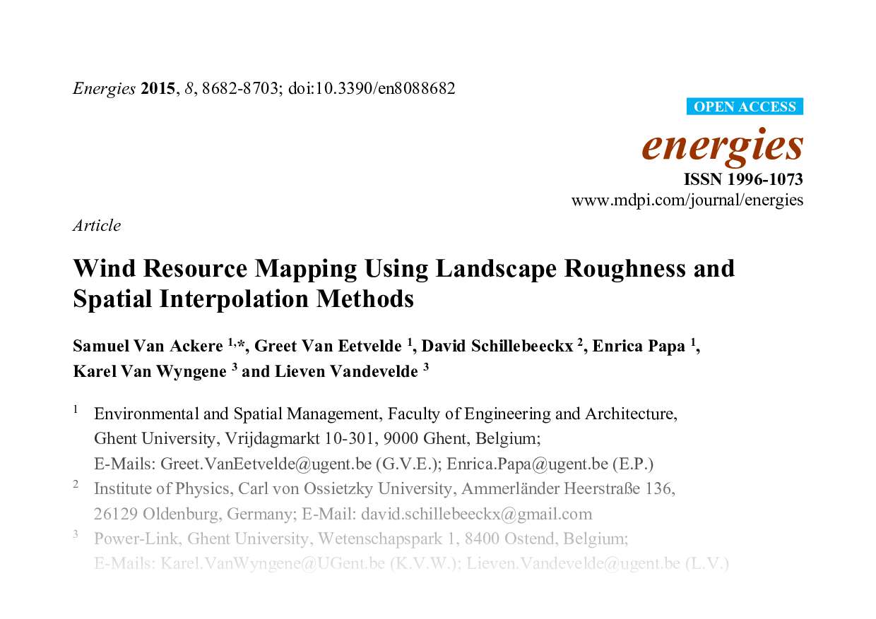 Wind Resource Mapping Using Landscape Roughness and Spatial Interpolation Methods