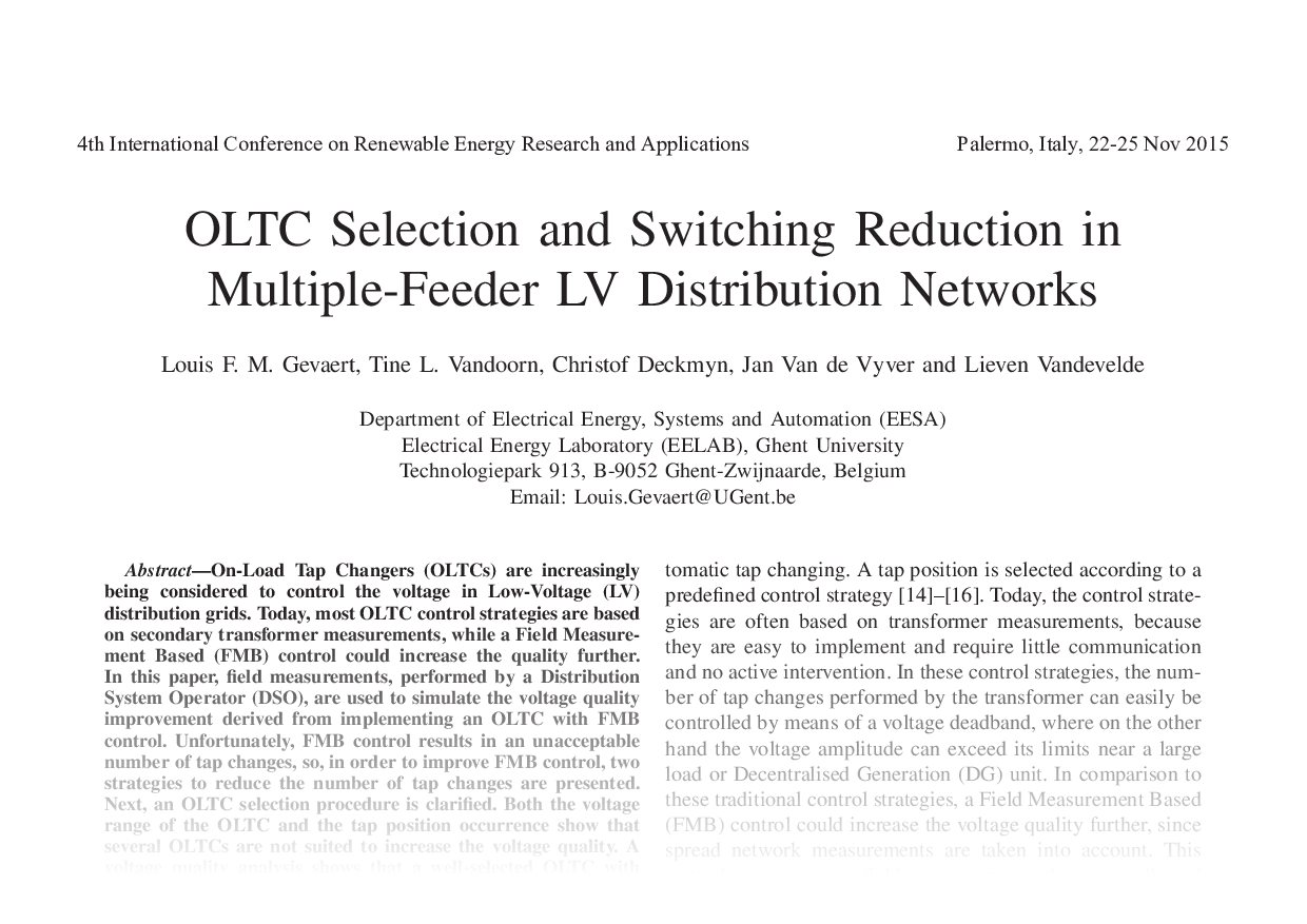 OLTC Selection and Switching Reduction in Multiple-Feeder LV Distribution Networks