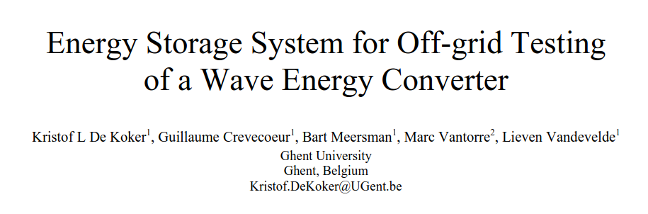 Energy Storage System for Off-grid Testing of a Wave Energy Converter