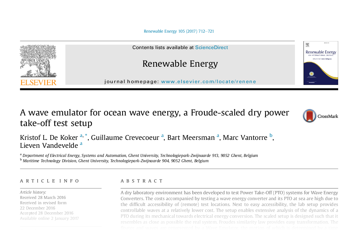 A wave emulator for ocean wave energy: a Froude-scaled dry power take-off test setup