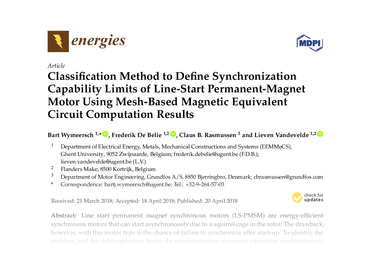 Classification method to define synchronization capability limits of line-start permanent-magnet motor using mesh-based magnetic equivalent circuit computation results