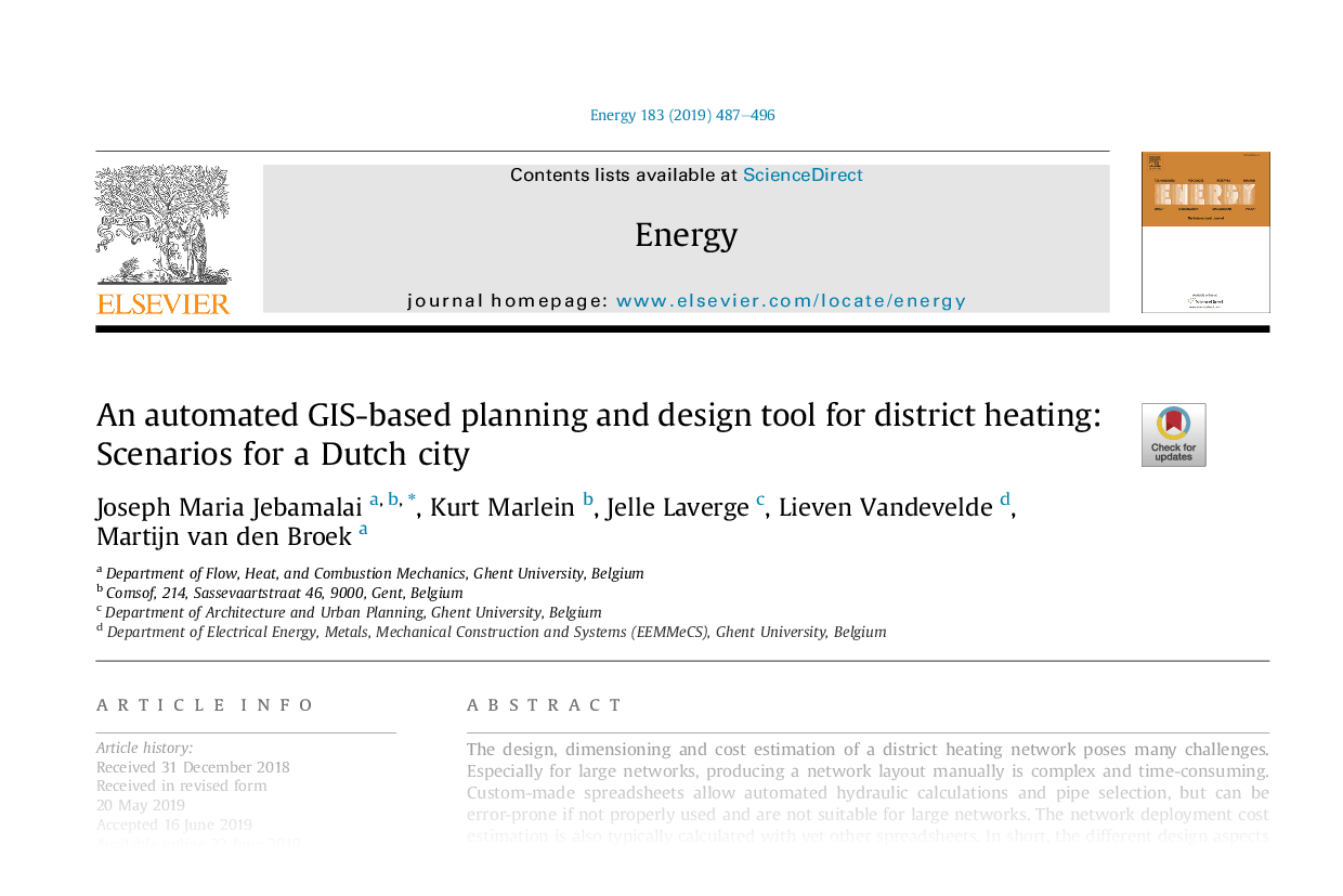 An Automated GIS-based Planning and Design Tool for District Heating: Scenarios for a Dutch City