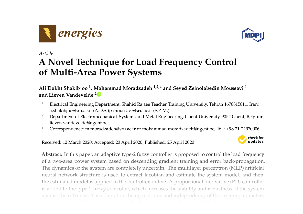 A Novel Technique for Load Frequency Control of Multi-Area Power Systems