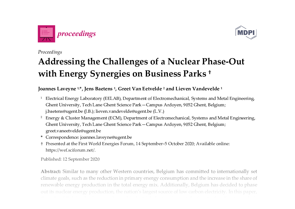 Addressing the Challenges of a Nuclear Phase-Out with Energy Synergies on Business Parks
