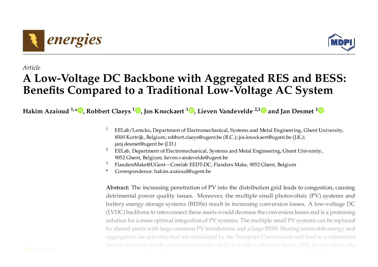 A Low-Voltage DC Backbone with Aggregated RES and BESS: Benefits Compared to a Traditional Low-Voltage AC System
