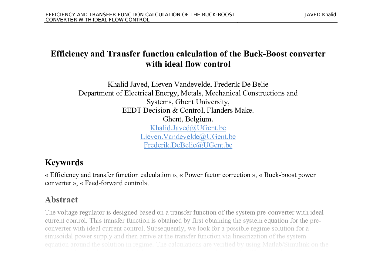 Efficiency and transfer function calculation of the buck-boost converter with ideal flow control