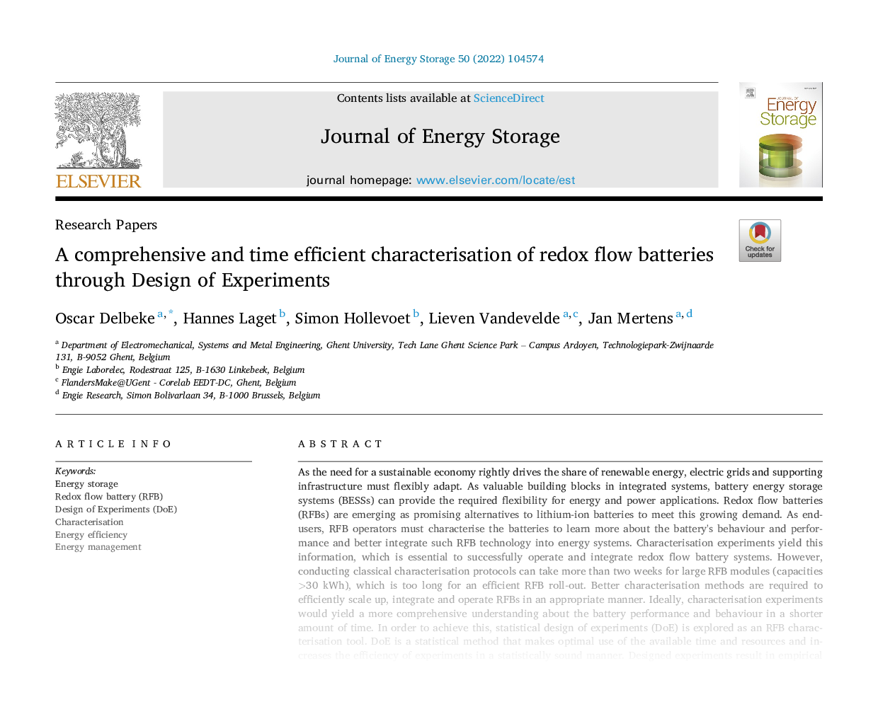 A comprehensive and time efficient characterisation of redox flow batteries through Design of Experiments