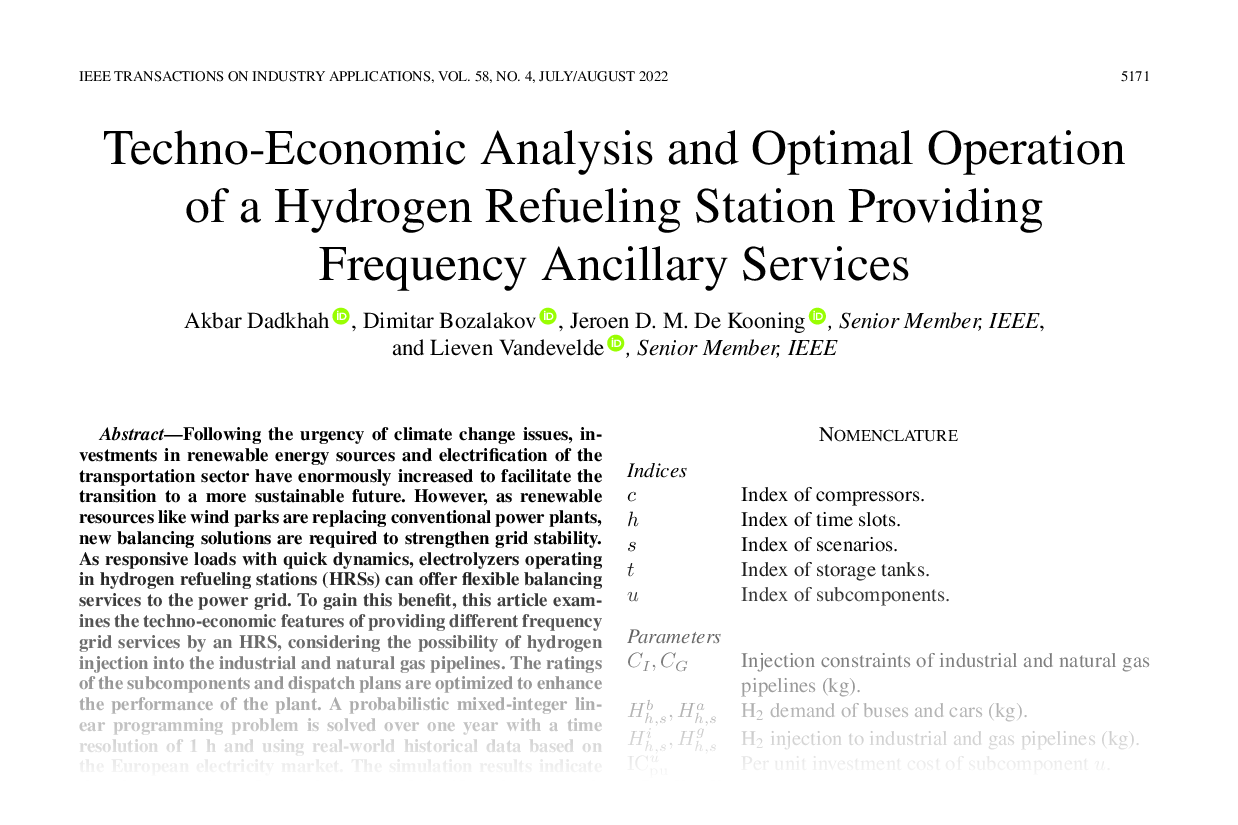 Techno-Economic Analysis and Optimal Operation of a Hydrogen Refueling Station Providing Frequency Ancillary Services