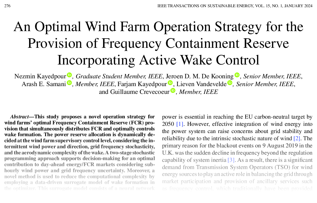 An Optimal Wind Farm Operation Strategy for the Provision of Frequency Containment Reserve Incorporating Active Wake Control