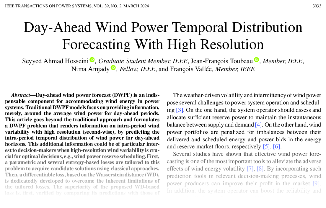 Day-Ahead Wind Power Temporal Distribution Forecasting With High Resolution