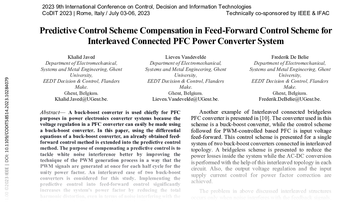 Predictive Control Scheme Compensation in Feed-Forward Control Scheme for Interleaved Connected PFC Power Converter System