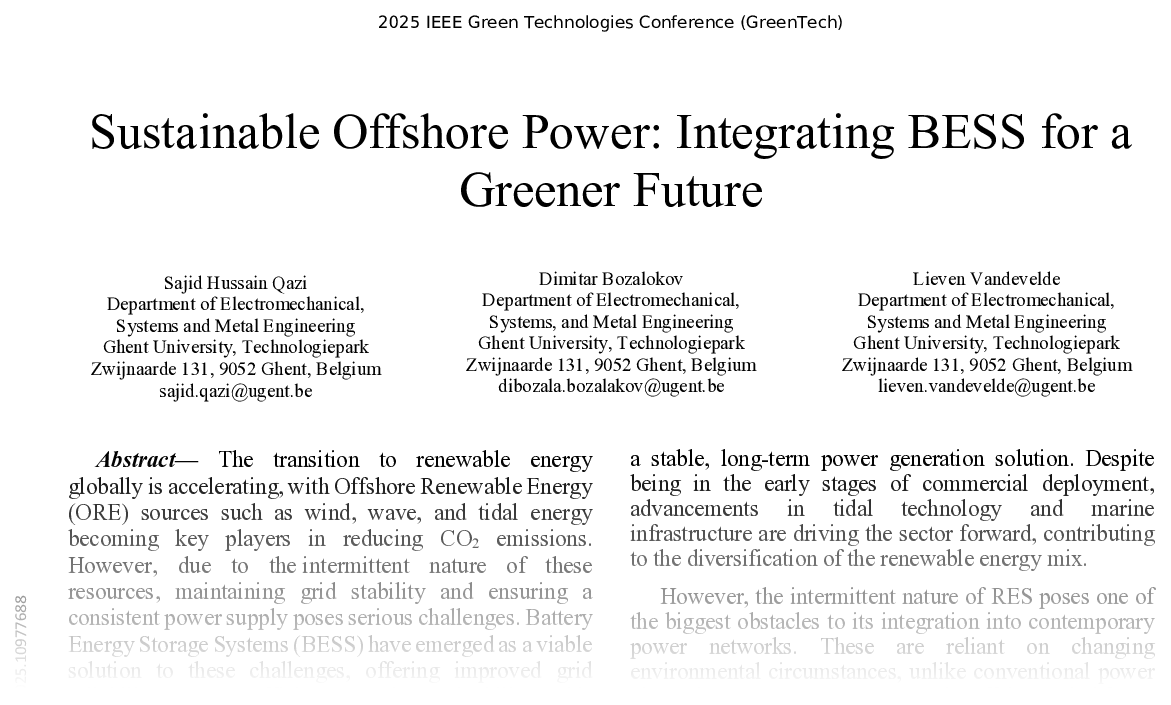 Sustainable Offshore Power: Integrating BESS for a Greener Future