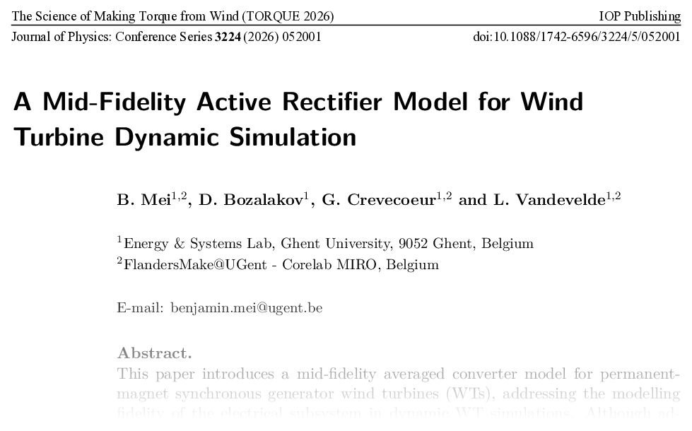 A Mid-Fidelity Active Rectifier Model for Wind Turbine Dynamic Simulation