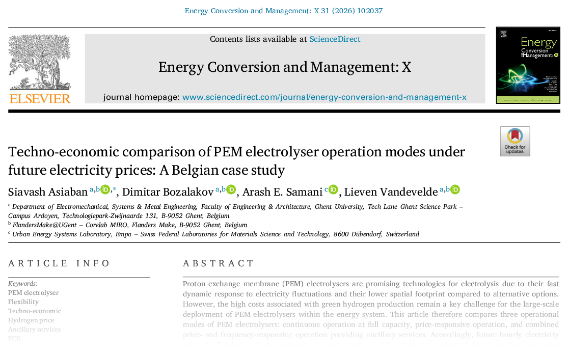 Techno-economic comparison of PEM electrolyser operation modes under future electricity prices: a Belgian case study