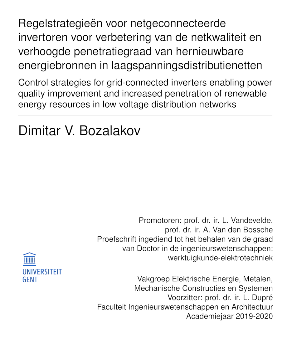 Control Strategies for Grid-Connected Inverters Enabling Power Quality Improvement and Increased Penetration of Renewable Energy Resources in Low Voltage Distribution Networks