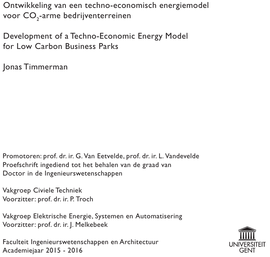 Development of a Techno-Economic Energy Model for Low Carbon Business Parks